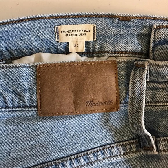 Madewell 27 Perfect Vintage Straight Jeans Women’s Light Wash Distressed ND515 - Picture 9 of 12